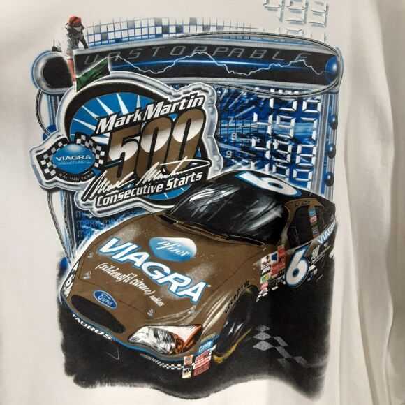 Vtg Mark Martin 500 Consecutive Starts Mens XL 2003 Nascar Racing T Shirt - Picture 1 of 12
